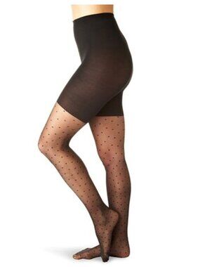 New Spanx Sheer Fashion Black Swiss Dot Patterned Tights